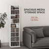 Media Storage Cabinet, 9-Tier Tall Narrow DVD Shelf with 6 Adjustable Shelves, White
