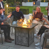 Propane Fire Pit Table, 28 Inch Gas Fire Pit with Explosion-Proof Net and Glass Wind Guard, Gas Tank Holder