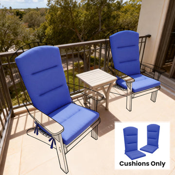 Patio Chair Cushion for Adirondack Chairs Replacement Cushion with Back and Ties, Navy Blue