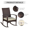3 Pieces Patio Wicker Rocking Chair Set,  Outdoor PE Rattan Bistro Set Conversation Rocker Set with 2 Chairs 1 Coffee Table for Backyard, Deck, Poolside, Cream White