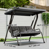 3-Person Porch Swing Chair, Patio Swing Bench with Adjustable Canopy, Removable Thicken Cushion and Weather Resistant Steel Frame for Outdoor, Garden, Poolside