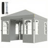 9.6 x 9.6 ft Pop Up Canopy Tent with 4 Sidewalls, UPF 50+ 1-Button Push Easy Setup Outdoor Instant Canopy, Light Grey