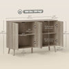 Buffet Cabinet with Storage Modern Fluted Sideboard with Adjustable Shelves Wood Legs for Dining Room Living Room Oak