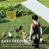 Large Metal Chicken Run with Waterproof & UV-Resistant Cover, Feeding Door, Hanging Feeder, Perch for 6-8 Chickens