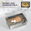 Stainless Steel Cat Litter Box with Lid, Extra Large Enclosed Litter Box with Top Litter-Catching Holes, Scoop, Silver
