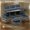 Sectional Sofa, L Shaped Sofa with Deep Seat, Movable Ottoman and Pillow-top Armrests, Blue