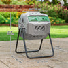 Tumbling Compost Bin Outdoor Dual Chamber 360° Rotating Composter 43 Gallon with Sliding Doors, Dark Green
