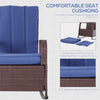 Outdoor Wicker Rocking Chair with Cushion, Patio PE Rattan Recliner Chair with Adjustable Footrest, Armrests, Dark Blue