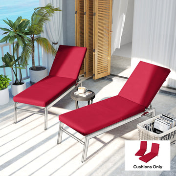 2-Piece Back and Seat Cushion Pillows Replacement, Patio Chair Cushions Set with Ties for Indoor Outdoor, Wine Red