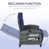Outdoor Recliner Chair with Adjustable Backrest, Cushion, Side Tray, Dark