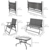 Outdoor 4 Pieces Patio Furniture Set, Garden Set with Two Foldable Armchairs, a Loveseat & Glass Top Table