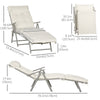 Outdoor Folding Chaise Lounge Chair Recliner with Portable Design, Adjustable Backrest, Cushion and Headrest, Cream White