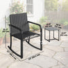 3 Pieces Rocking Bistro Set Outdoor Patio Furniture Set with Cushions, Glass Coffee Table for Balcony, Grey