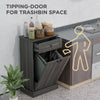 Kitchen Tilt Out Trash Bin Cabinet, Free Standing Recycling Cabinet, Trash Can Holder with Drawer, Charcoal Grey