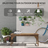 Wooden Garden Bench, Patio Double Park Bench with Slatted Seat, Front Porch Backless Bench, Teak