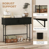 Mid-Century Entryway Table, Narrow Console Table with Storage Compartments for Behind Couch, Living Room, Black