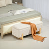 Storage Ottoman with Linen-Look Upholstery, Storage Bench with Safety Hinges and Wooden Legs for Bedroom, Cream White