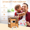 Wooden Outdoor Playhouse for Kids with Working Door, Windows, Mailbox, Bench, Flowers Box and Blackboard, Yellow
