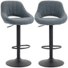 Swivel Bar Stools Set of 2, Linen Upholstered Counter Height Barstools with Round Metal Base