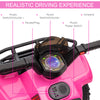 6V Kids ATV Quad, 4 Wheeler Battery Powered Electric Ride on Car with Music, Forward, for Boys and Girls Ages 18-36 Months, Pink