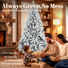 7ft Snow Flocked Christmas Tree with 1000 Branch Tips, Hinged Design, Artificial Fir Xmas Tree, Green and White
