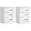Modern Nightstand Set of 2, Bedside Tables with 3 High Gloss Drawers for Bedroom, White
