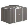 9.1'x6.4'x6.3' Garden Storage Shed w/ Foundation Kit Metal Tool Storage House w/ Double Doors, Grey