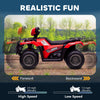 12V Kids ATV Quad, 4 Wheeler Battery Powered Electric Vehicle with Music MP3, Headlights, High Low Speed, Treaded Tires, for Boys and Girls Ages 37-60 Months, Red