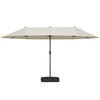 15' Outdoor Patio Umbrella with Twin Canopy Sunshade Steel Table Umbrella w/ Lift Crank, Cross base, Sandbag, Cream