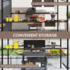 8' x 5' Hardtop Grill Gazebo, Outdoor BBQ Gazebo with PC Board Roof, BBQ Canopy Gazebo with 2 Side Shelves and 10 Hooks