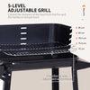 Trolley Charcoal BBQ Barbecue Grill Outdoor Patio Garden Heating Smoker with Side Trays Storage Shelf and Wheels