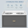 Elevated Dog Bowls Raised Pet Feeding Station with Storage 2 Stainless Steel Bowls, 23.6