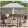 10'x10' Soft-top Steel Patio Gazebo Outdoor Sun Shelter with 2-Tier Polyester Roof, Curtain Sidewalls, Light Grey