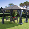 10' x 13' Hardtop Gazebo Aluminum Framed Marquee Party Tent Shelter with Mesh Curtains & Side Walls - Grey