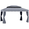 13' x 10' Patio Gazebo, Double Roof Outdoor Gazebo Canopy Shelter with Netting & Curtains, Strong Aluminum Frame