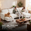 Sectional Sofa, Corduroy U Shaped Couch with Double Chaise and Spring Cushions, 2200lb Capacity, Beige