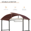 8x4ft BBQ Gazebo Tent Metal Frame Arch Canopy Garden Sunshade Portable Shelter Backyard with Side Shelf Coffee