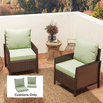 4-Piece Seat Cushion Pillows Replacement, Patio Chair Cushions Set with Back for Indoor Outdoor, Green