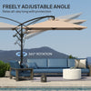 Patio Offset Umbrella UPF 50+ UV Protection, Crank Parasol with Base, Cover & Wind Securing, Khaki