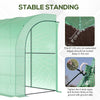 Walk-in Wall Lean-to Greenhouse, 10' x 5' x 7' Outdoor Gardening Green House with PE Cover, Windows, Shelves and 2 Zipper Doors, Green