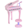 Qaba Mini Electronic Musical Piano 37 Key Keyboard Multifunction Kids Toy with Microphone Stool (Pink)