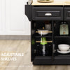 Kitchen Island with Storage Rolling Kitchen Serving Cart with Rubber Wood Top Towel Rack Storage Drawer Cabinet