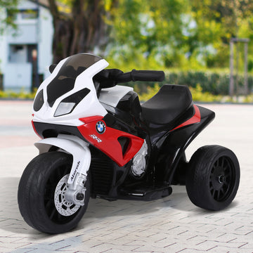 Aosom Kids Motorcycle, 6V Battery Powered Toddler Motorcycle with Headlight, Music, 3 Wheels Electric Motorcycle for Kids, Licensed BMW, Gift for Boys & Girls -Red