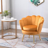 Modern Accent Chair, Velvet-Touch Fabric Leisure Club Chair with Gold Metal Legs for Bedroom, Yellow
