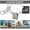 Outdoor Lounge Chair, Adjustable Folding Chaise Lounge, Tanning Chair with Sun Shade for Beach, Camping, Hiking, Backyard, Light Grey