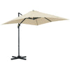 8' x 8' Square Patio Hanging Offset Umbrella with 360° Rotation, Aluminum Outdoor Cantilever Parasol with Crank & Tilt, Sun Canopy Shelter with Cross Base, White