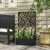 Metal Outdoor Privacy Screen with Raised Graden Bed, Privacy Panel and Planter Box, Wall-Mounted or Freestanding