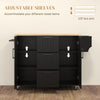 Rolling Kitchen Cart on Wheels with Drop Leaf, Kitchen Island with 3 Drawers, Solid Wood Top and Towel Rack