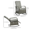 Outdoor Wicker Rocking Chair with Cushion, Patio PE Rattan Recliner Chair with Adjustable Footrest, Armrests, Mixed Grey