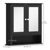 Medicine Cabinet, Wall-Mounted Medicine Cabinet with Mirror with Double Doors, Open Shelf, and Adjustable Shelf, Modern Bathroom Wall Cabinet, Black